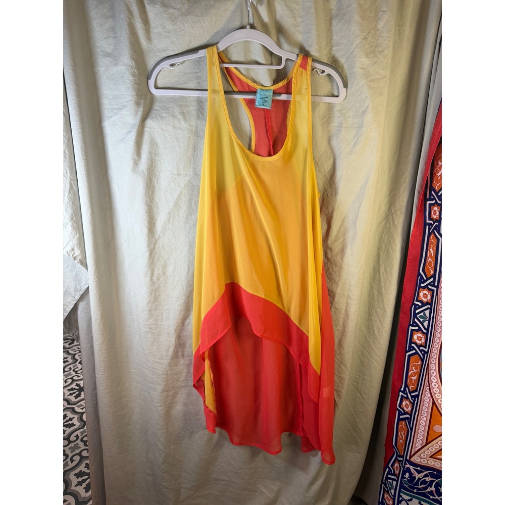 HIP‎ Happening In the Present Yellow Coral Colorblock High Low Racerback Tank M